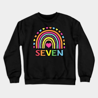 7 Years Old Rainbow 7Th Birthday For Girls Boys Kids Crewneck Sweatshirt